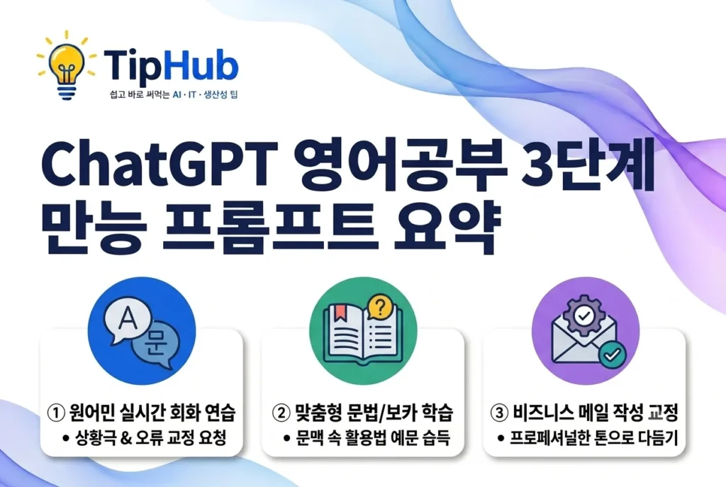 ChatGPT 영어공부 3단계 만능 프롬프트 요약